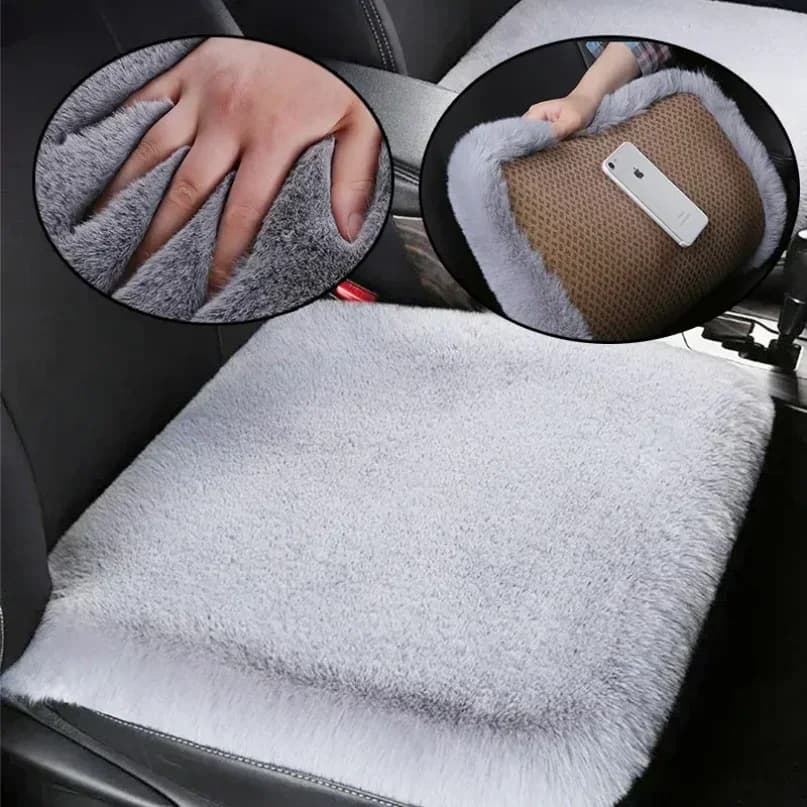 Cojín  Asiento  Coche  Piel  Conejo  Peluche, Cálido para Invierno,  Lana Gruesa, Cuadrado, Multicolor, para el Cond