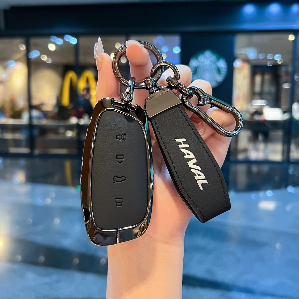 For HAVAL H9 2025 H6 M6 F7 Premium Zinc Alloy+ Leather Key Case H9 2024 Car Remote Control Key Case Keychain Accessories Cover