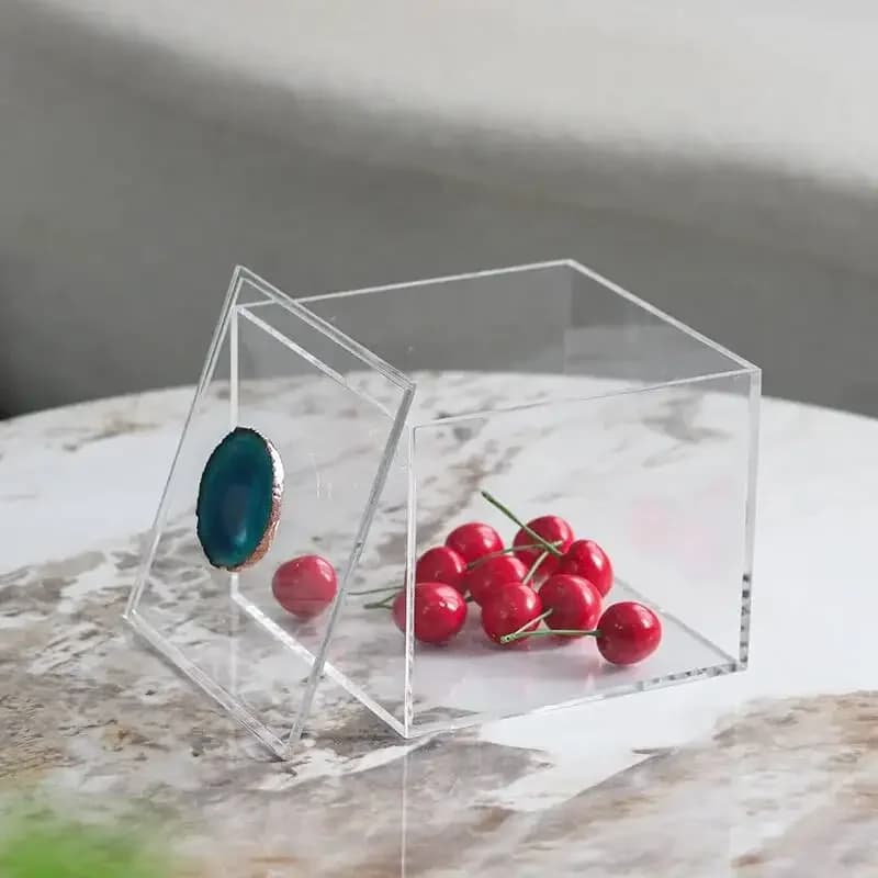 Clear Acrylic Storage Box Agate Crystal Dustproof Storage Box Transparent Display Jewelry Tank Room Decoration Accessories