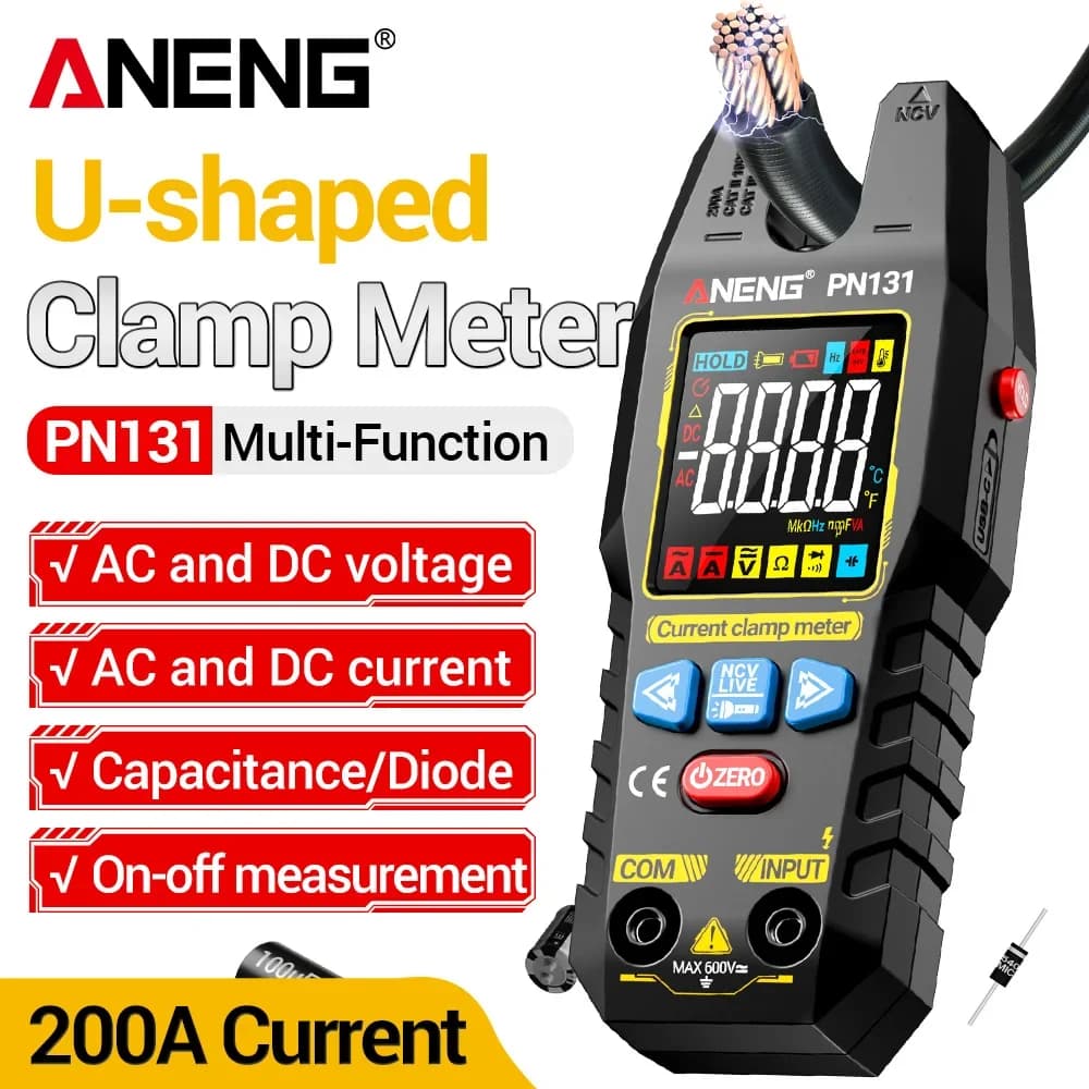 ANENG PN131 Fully Automatic Range 4000 Word AC/DC Voltage Current Capacitance Measurement USB-C Charging Electrician Clamp Meter