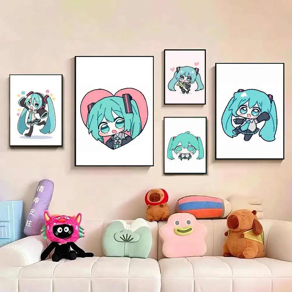 K-Kawaii Singer M-Miku-S Poster Waterproof Wall Art Sticker For Bar Living Room Vintage Decor