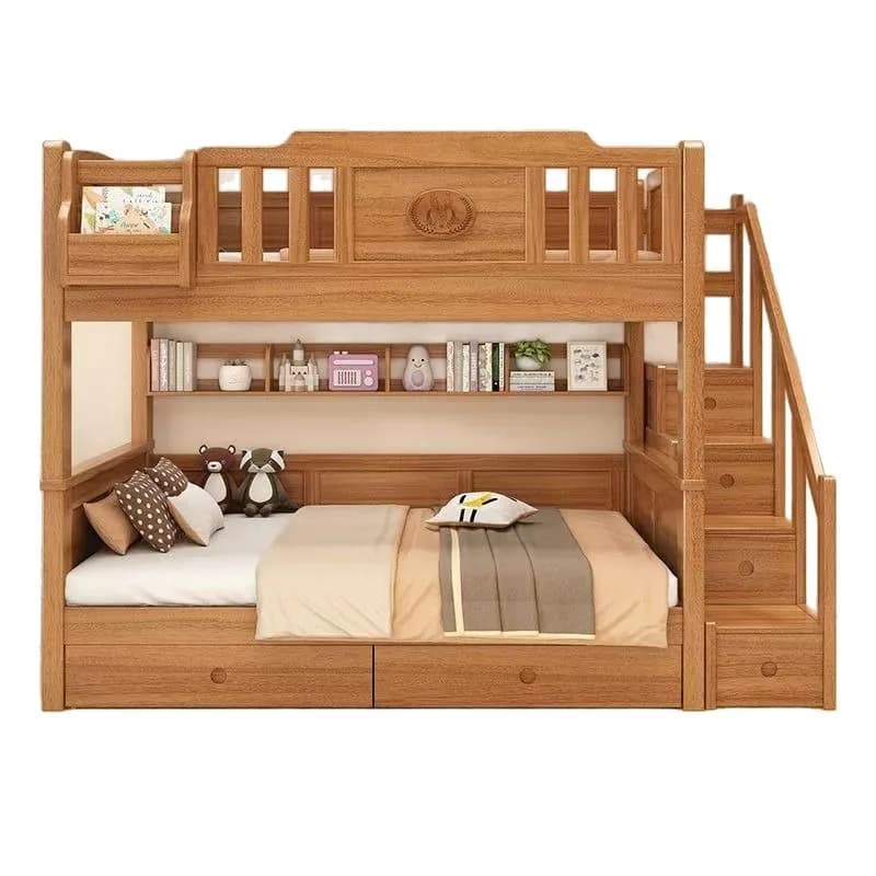 Solid wood thickened bunk bed, small apartment, mother and child bed, double bed