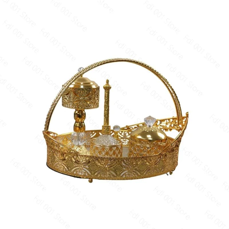 Golden Aromatherapy Burner Home Electroplating Incense r Ornament Cultural Ornament Metal Incense Set Incense