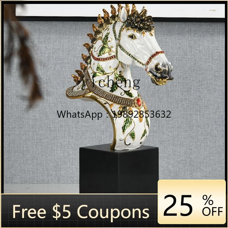 1ZC New Chinese Horse Head Ornament Living Room Entrance TV Cabinet Decoration Office Crafts