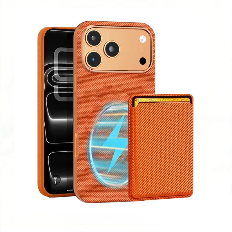 Woven Fabric Textured Case for iPhone 17 pro Max Air 16 16e 15 14 13 12 with Magnetic Card Slot Holder Pocket Anti-Slip Business