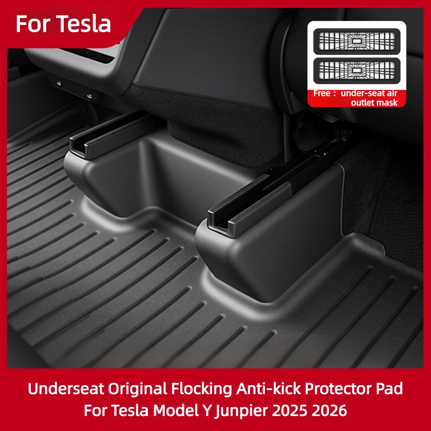 Seat Under Corner Guards for Tesla Model Y Juniper-Front/Rear Row Full-Wrap Fleece Anti-Kick Pads Car Interior Modification