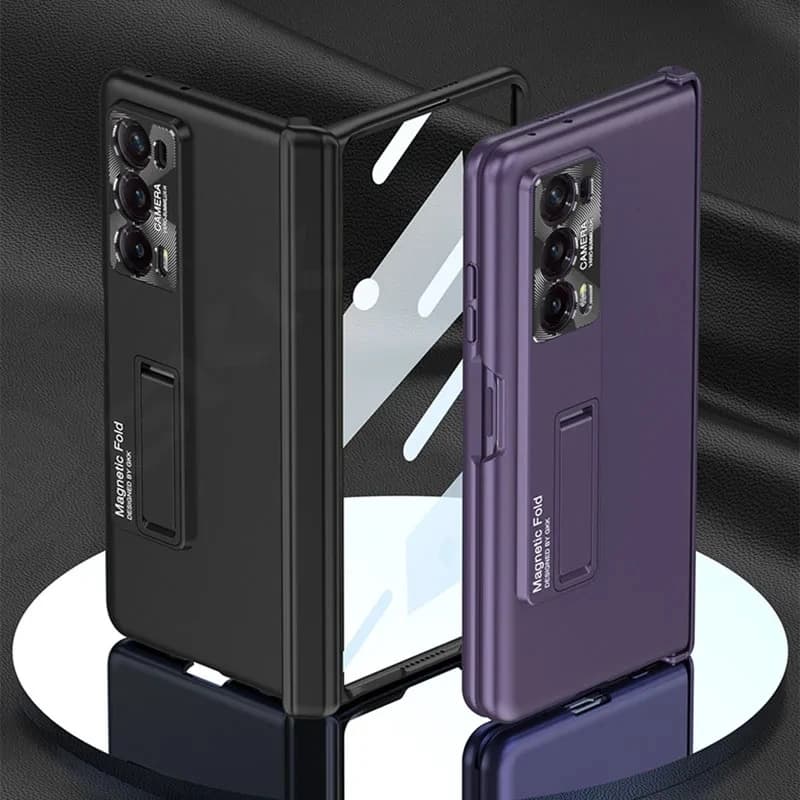 Magnetic Hinge Armor Plastic Case For Honor Magic V2 Anti-knock Outer Screen Glass Holder Matte Hard Cover For Honor Magic V2