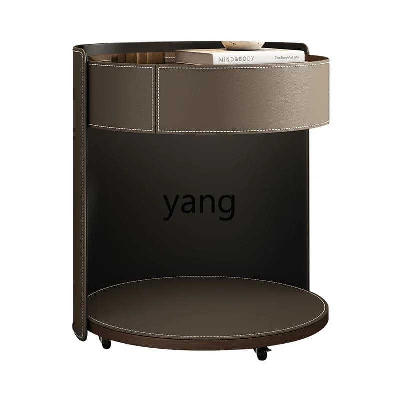 LH minimalist removable round bedside table saddle leather bedroom bedside table