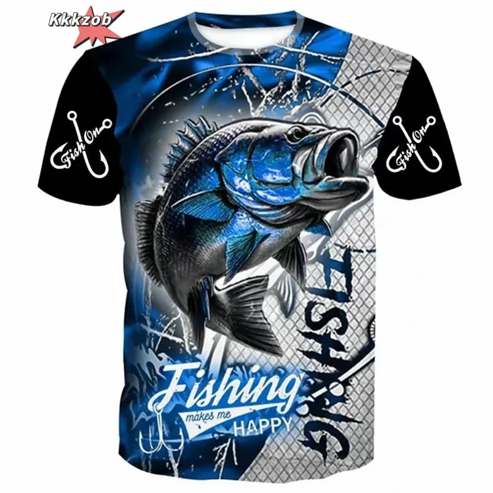 Men's 3D Printed Fishing Graphic Tee Oversized Short Sleeve Outdoor Fishing Casual Sport Tops
