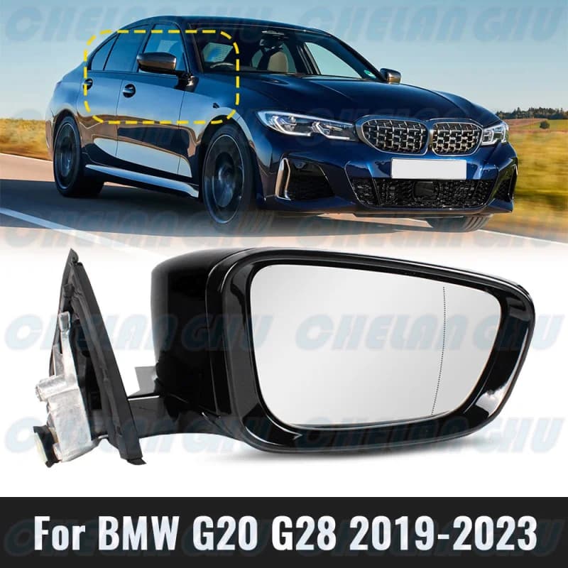 For BMW G20 320i 330i G28 2019 2020 2021 2022 2023 Right Side 9 Pins Black Painted Mirror Assembly With Camera Memory Power Fold