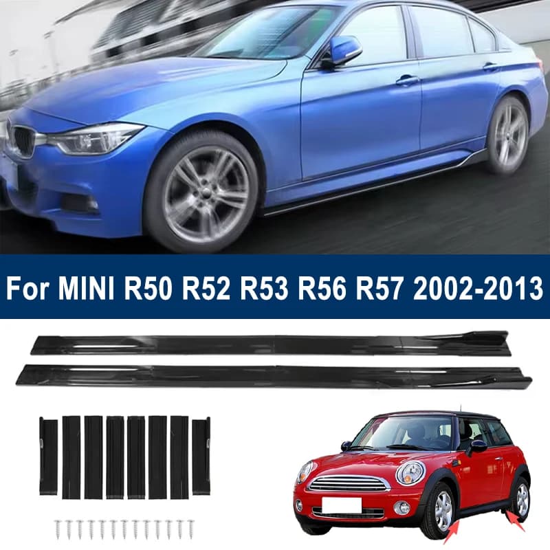 For MINI R50 R52 R53 R56 R57 02-13 Car Side Skirt Splitters Extended Side Spoiler Sport Body Kit Bumper Lip Modified Parts 8Pcs
