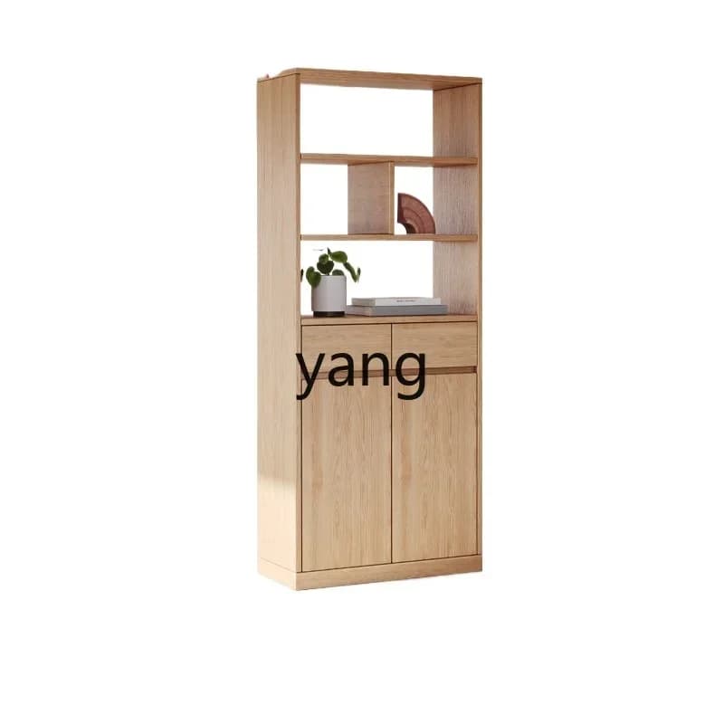 LTT solid wood shoe cabinet living room entrance cabinet integrated against the wall log style home shoe rack