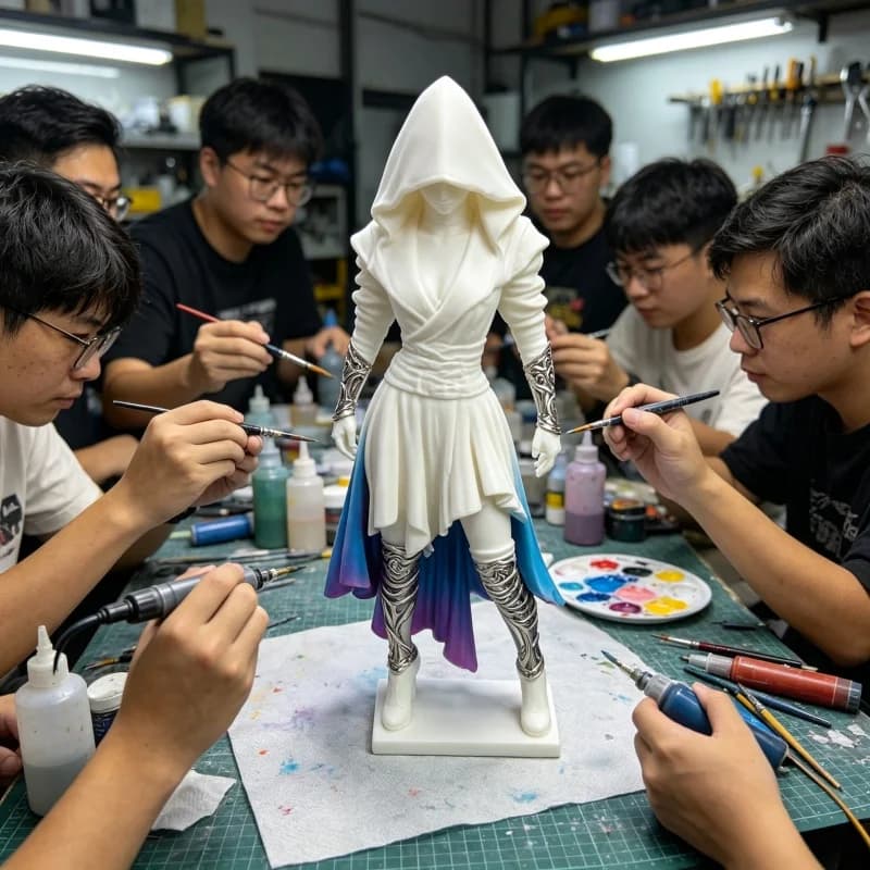 3D Printed Mysterious Cloak Girl Statue Desktop Bedroom Ornament Collectible Decor Fish Tank Landscaping Gift for Figure Lovers