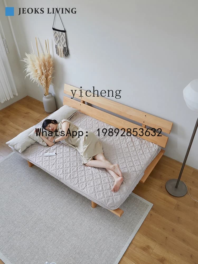 x9 solid wood small apartment wind sofa bed living room foldable telescopic removable and washable dual-purpose