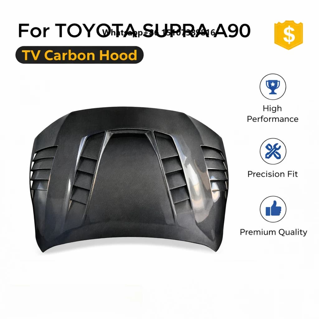 Carbon Fiber Hood with Vent for GR Supra A90 A91 (2019-2023) | TV Style Front Bonnet Replacement | OEM-Style Fit