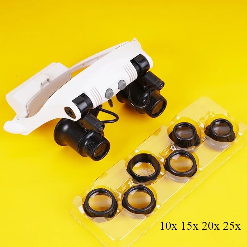 10x 15x 20x 25x Magnifying Glass with LED Lights Jeweler Watchmaker Headband Magnifier Glasses Reading Helping Hands Loupe