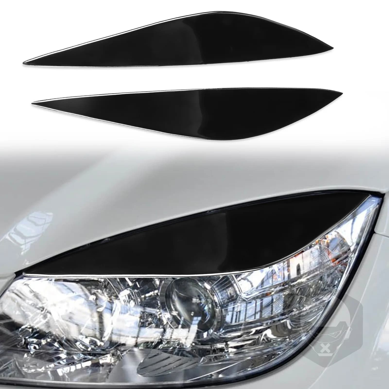 Suitable for Mercedes-Benz C-Class W204 headlights, eyebrows, front face decoration stickers, piano black car exterior