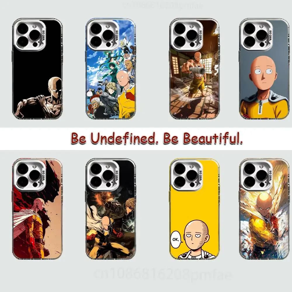 Anime One-P-Punch Man White Shockproof Phone Case For iPhone 17,16,15,14,13,12,11,Pro,XS,Max,Plus,Mini,SE