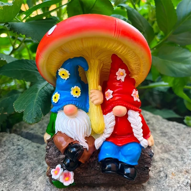 Dwarf Statue Ornaments Mushroom Couple Dwarf Garden Courtyard Decorations Resin Ornaments Garden Yard Terrace Decor