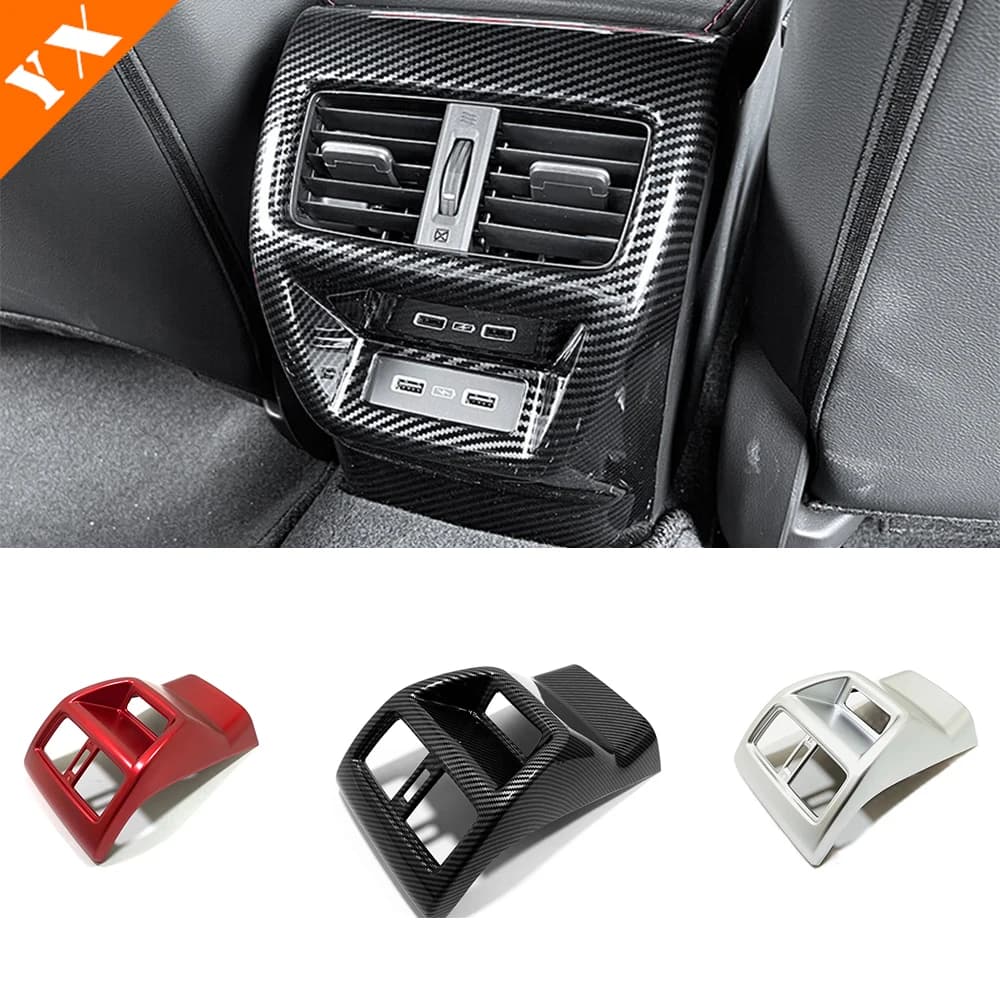 For Honda 11th Civic Accessories 2022-2023 Carbon Silver Red Car Rear Armrest Air Conditioner Outlet Rear Kicks Sticker frame