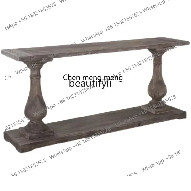 FAmerican rural log entrance table, retro and old solid wood entrance table, living room strip and wall decoration long table