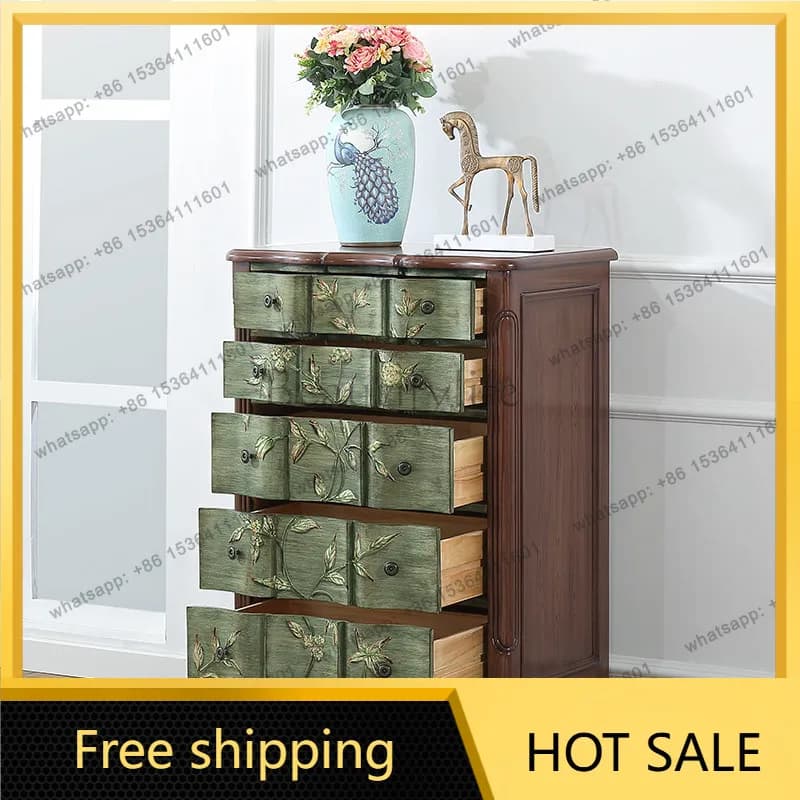 LD American retro foyer storage cabinet living room corridor painted decorative cabinet