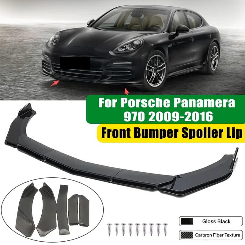 For Porsche Panamera 970 2009-2016 5Pcs ABS Car Front Bumper Lip Spoiler Splitter Body Kit Canard Tuning Accessories
