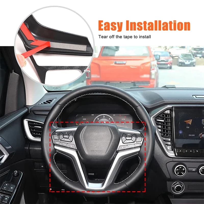 ABS Carbon Fiber For Isuzu D-MAX 2022-2024 Car styling car steering wheel decorative frame sticker car interior accessories