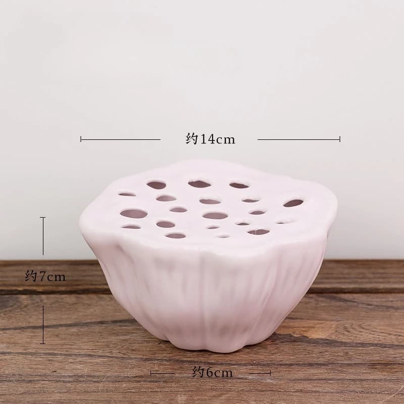 Japanese Style Ikebana Holder Ceramic Lotus Seedpod Shape Flower Arrangement Vase Tea Table Zen Utensil Flower Art Fixed Tool