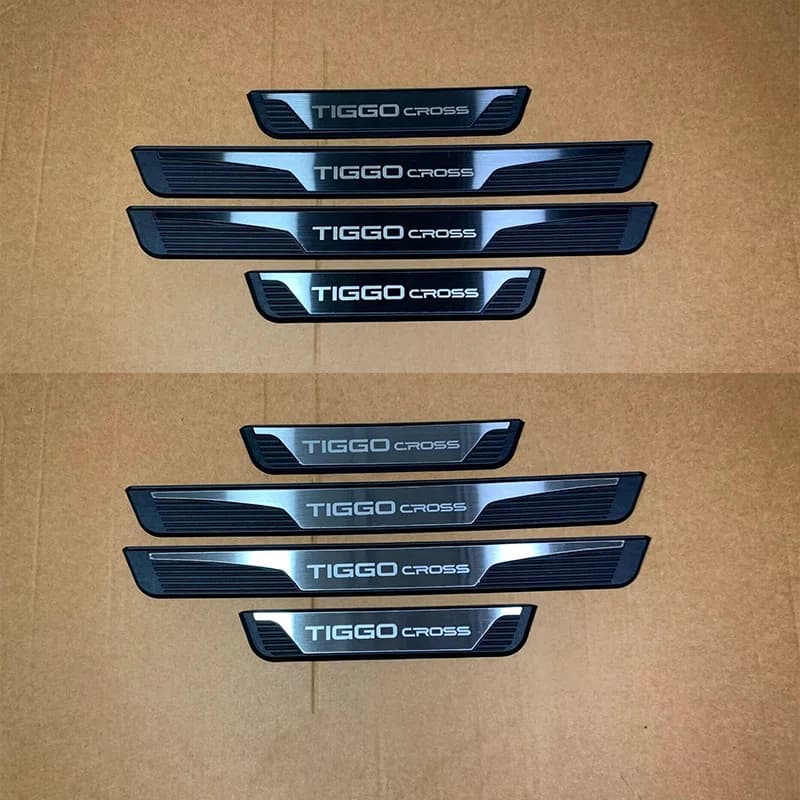 4Pcs For Chery Tiggo Cross Stainless Steel Door Sill Scuff Plate Welcome Pedal Guard Protector Trim Car Styling Self-adhesive Pl