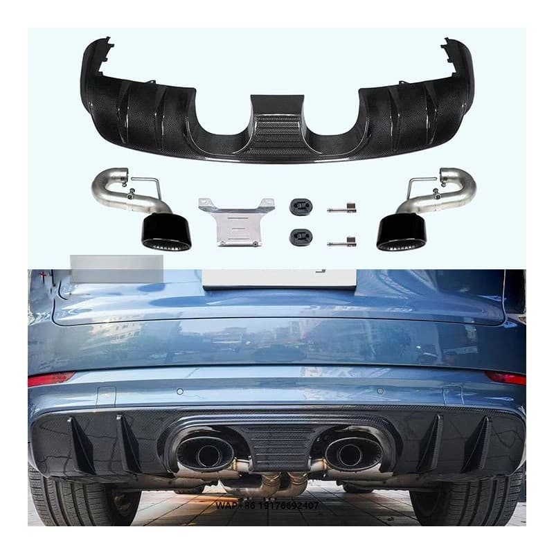 New 18-25 for Cayenne 9Y0 Dry Carbon Fiber Bumper with Exhaust Rear Lip Bolt-On Retrofit Upgrade-Yaochi Brand 1 Year Warranty