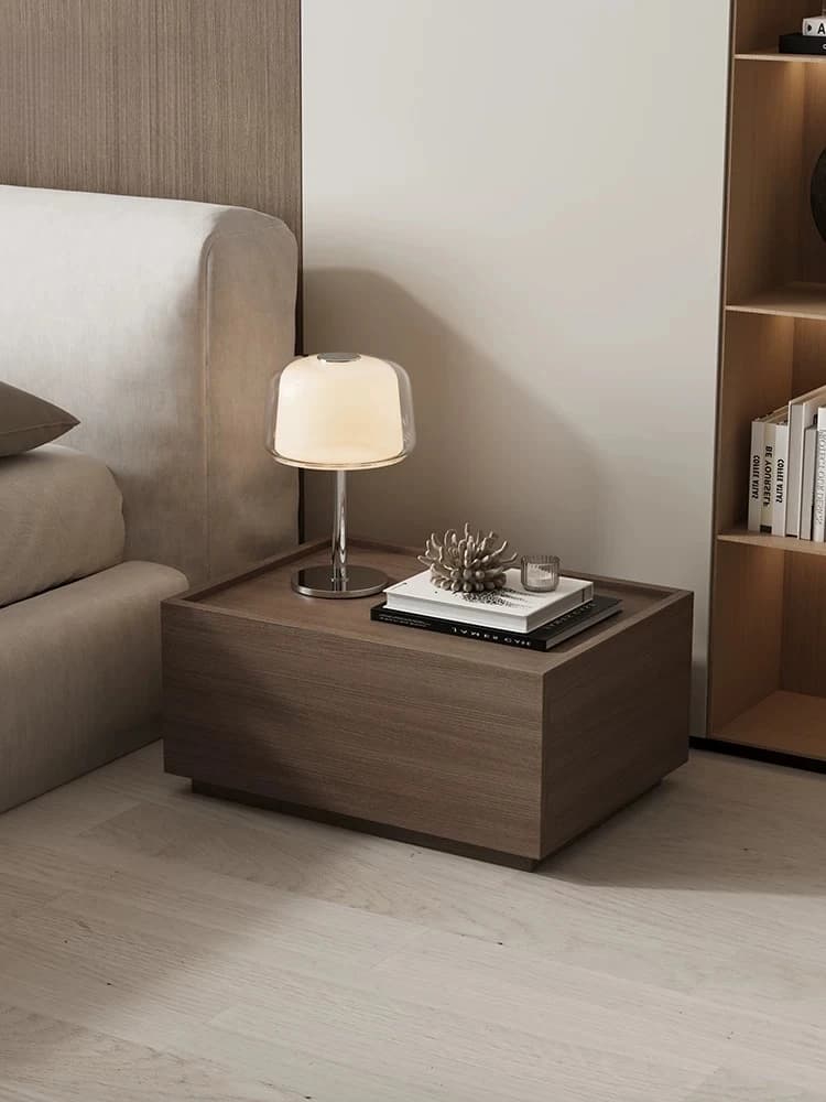 HYS single-layer bedside table wabi-sabi floor-to-ceiling bedside table Italian minimalist bedroom solid wood storage locker