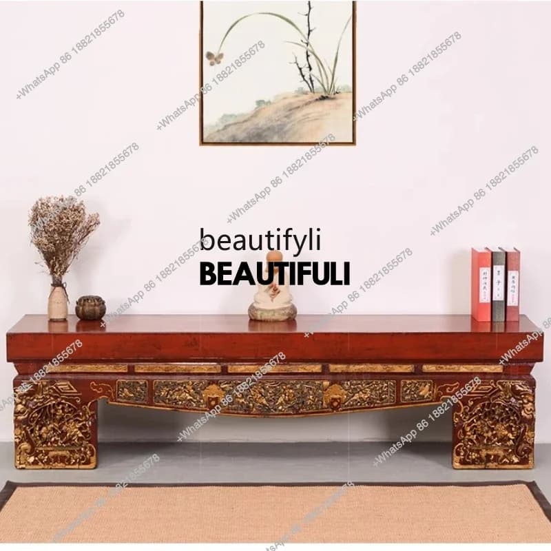 ss8350 Old elm bench Ming and Qing classical furniture bench antique carved solid wood retro dining stool