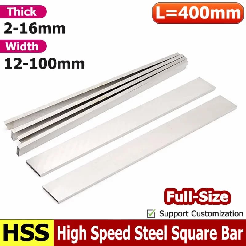 L=400mm High Speed Steel Turning Tools Width 12-100mm CNC Lathe Turning Tool HSS White Steel Square Cutting Bar Thick 2-16mm