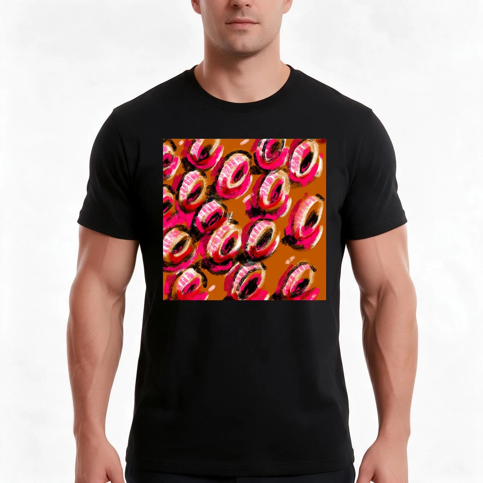 Abstract Digital Art 5 ?? 90’s Neon BOLD Mixed Media Pattern Expressive Brush Stroke Drawing Painting T-Shirt, Unisex Men Women