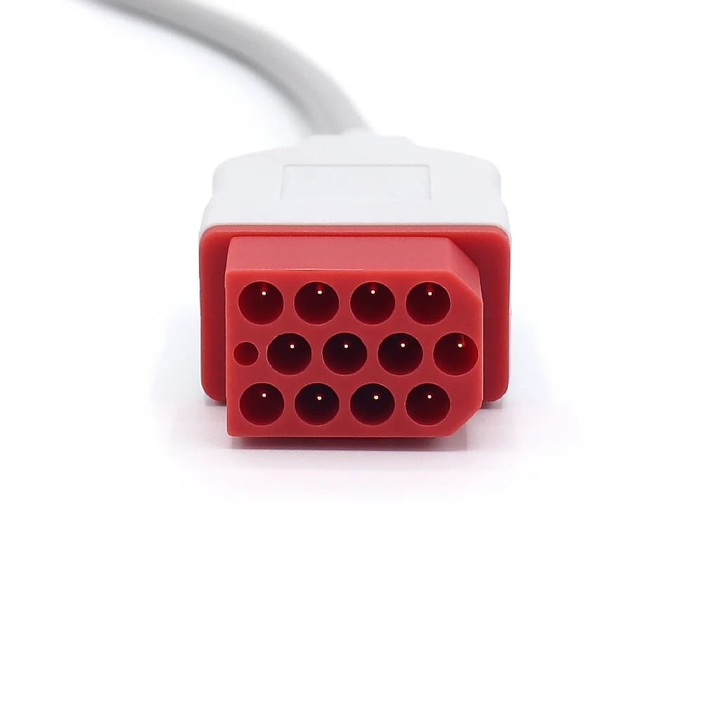 Compatible Bionets Fixed One-piece ECG Cable 3.4M  BM5 12 Pin Snap 5 Lead AHA