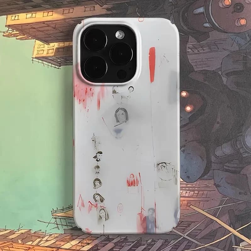 White Funny Facial Art Phone Case for IPHONE 17 Air 16E 15 PROMAX 14 Plus 13 12 MINI 11 PRO 16Plus XR XS SE Acrylic Phone Cover