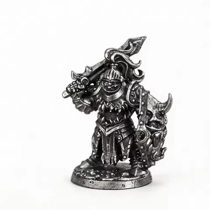 Solid White Copper Miniature Female Warrior Figurine, Tabletop Wargame Model, Fantasy Metal Mini Figure Hobby Collectible Decor