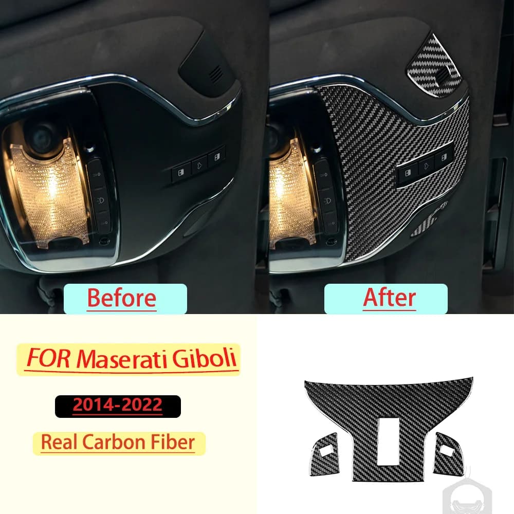Real Soft Carbon Fiber For Maserati Giboli  2014–2022 Car Reading Light Trim Customizable Car Sticker Interior Accessories