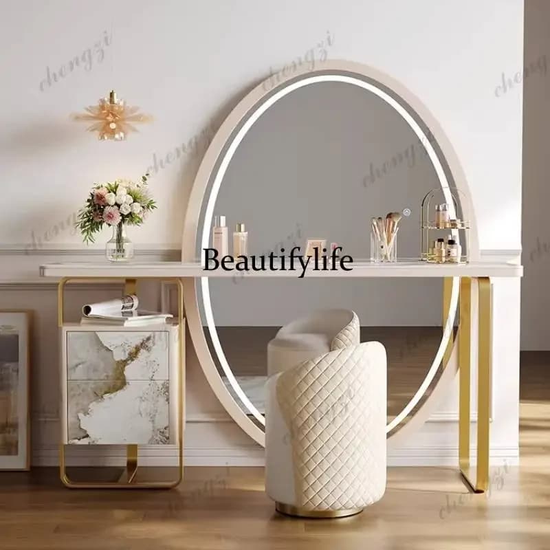 Beige Makeup Table Simple Natural Wood Lounges Dressing Table Bedroom Adult Modern Coiffeuse Chambre Furniture Home