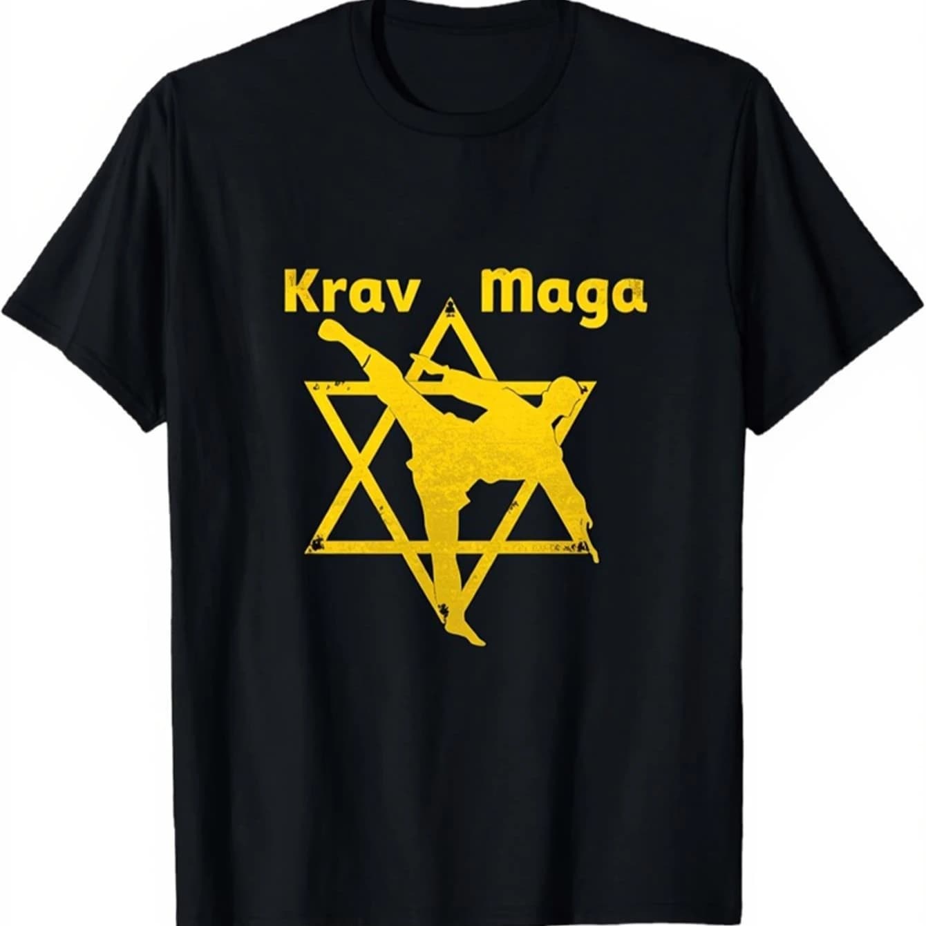 Star of David Krav Maga Hebrew Text Martial Arts T-Shirt 100% Cotton O-Neck Short Sleeve Summer Casual Mens T-shirt Streetwear