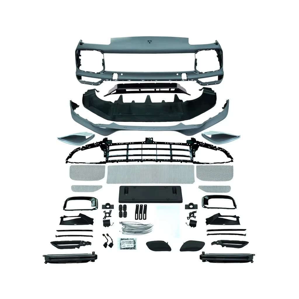 KM Premium Performance New 9Y0 Turbo Front Bumper + TKT Front Lip + PU Material Unpainted Black High Quality DRL for  957