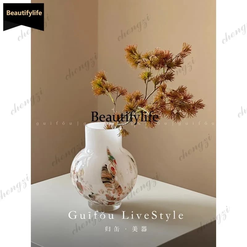 D80 Song Dynasty aesthetic desktop mini glazed small vase glass design sense antique bedroom ornament