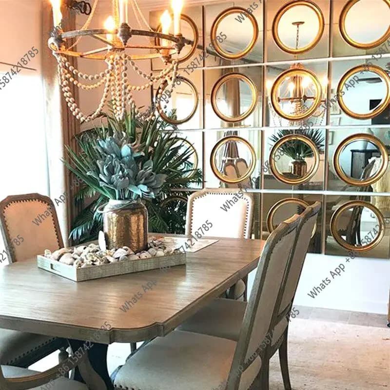XX Light Luxury Background Wall, Living Room Art Mirror Hanging Wall, Dining Room Mirror Wall Hanging Wall Combination Mirror De