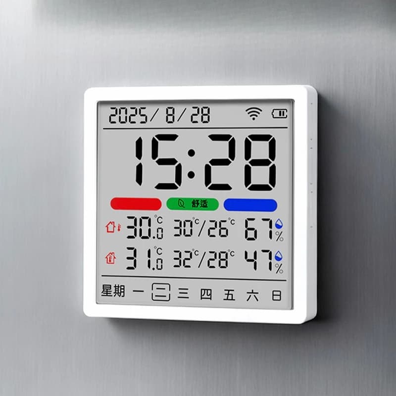Household Thermohygrometer Electronic Clock Indoor Wall-mounted Magnetic Digital Display Bedroom Wall-mounted WiFi Automatic