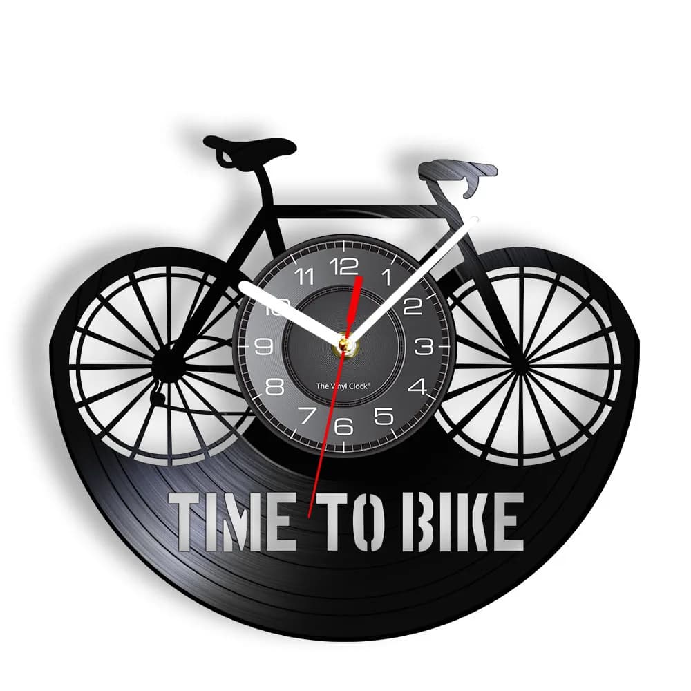 Time To Bike Bikers Inspiration Quote Home Decor Mountain Bike Wall Clock Old Time Bicycle Cyclist Retro Vinyl Record Wall Clock