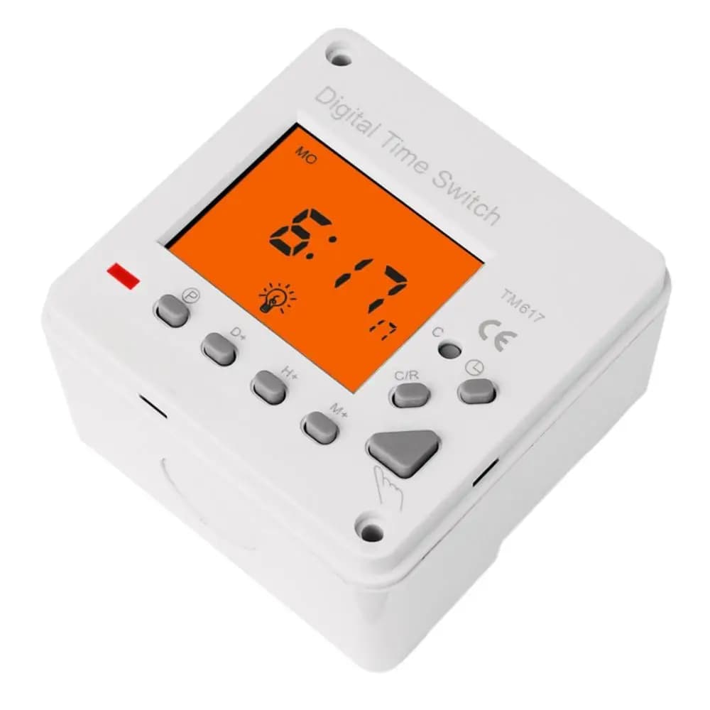TM617 110V/220V Time Switch Intelligent Backlight Large Screen Time Control Switch Timer 72x72mm Panel or DIN Rail Installation