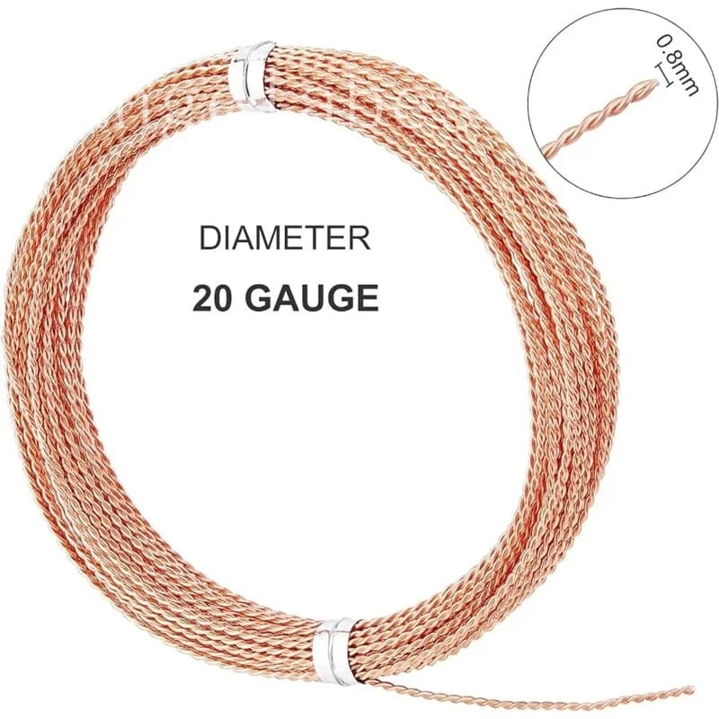 0.8mm 20 Gauge 23Ft Twist Jewelry Wire, Copper Craft Wire Copper Beading Wire for Jewelry Making Supplies and Crafting