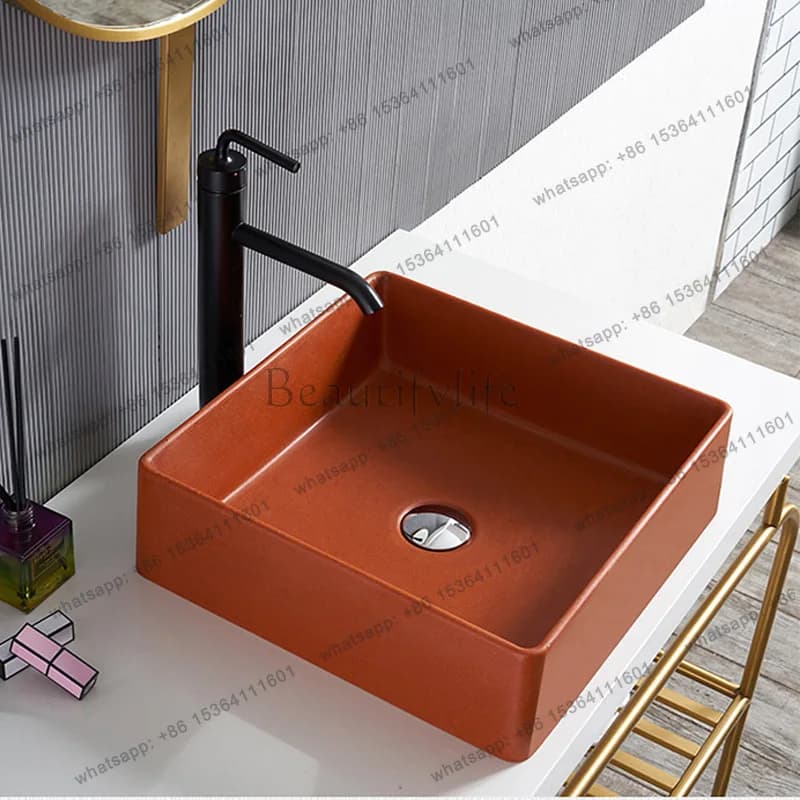 Square artificial stone thin side table basin Household table basin