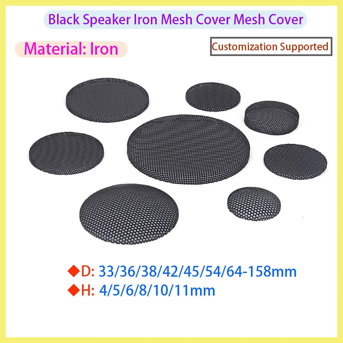 Suitable for Car Audio Decoration Circular Hole Metal Mesh Cover Protective Cover 1/2/2.5/3/3.5/4/5/6/8 Inches